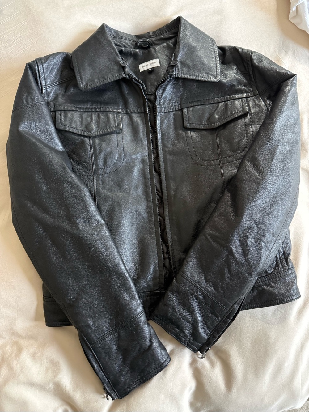 Borgo fiori real leather jacket